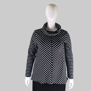 Tribal striped loose fit turtleneck sweater